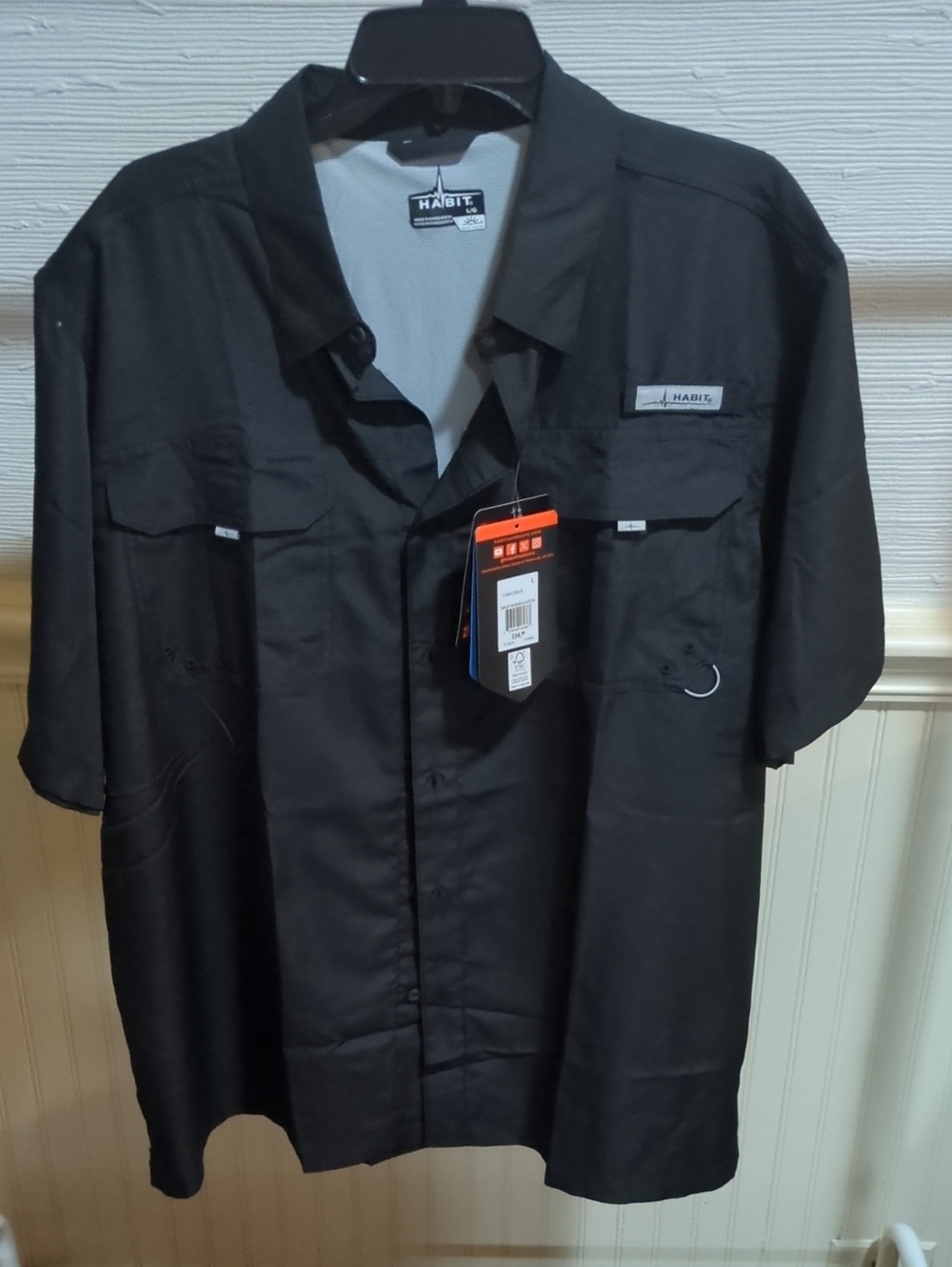 Habit Black Short Sleeve Work Shirt NWT Size Large